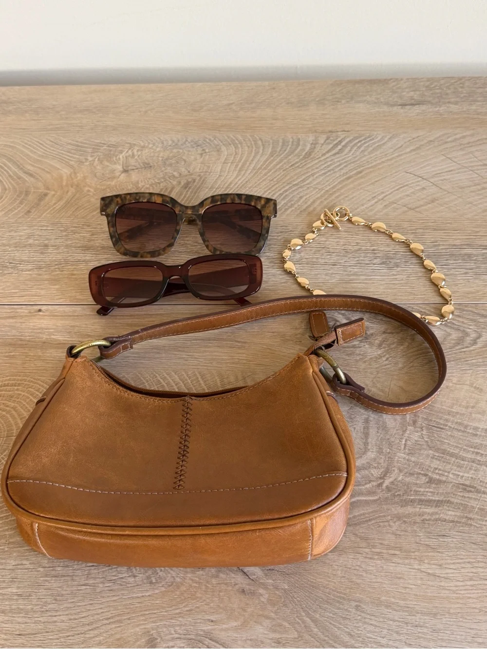 Everyday Cognac Leather Shoulder Bag for Women